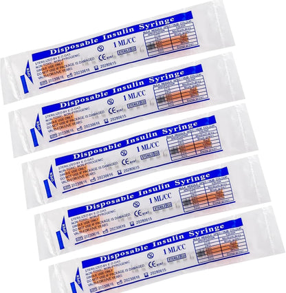 100pcs 1ml 0.5ml 30G 31G Pet Animal Dog Cat Disposable Syringe Plastic Veterinary Syringe with Needles Medical Supplies