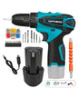 Hippcron 12V Lithium Electric Drill Tapping Cordless Impact Tool Ratchet Set Multifunction Screwdriver Household with 3/8" Chuck