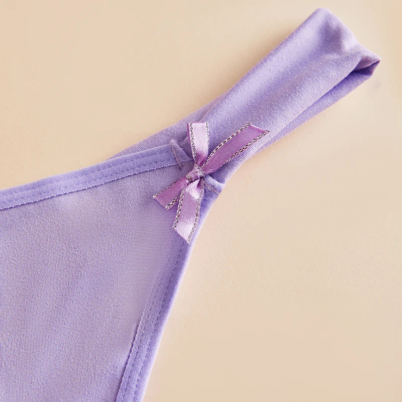 1pcs Sexy Ladies G-string Low Rise Bow Intimate Lingerie Comfortable Solid   Women Panties Hot Sale Female Thongs T-back