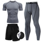 Men's 2/3pcs sets Boxing suit rashguard male kit MMA compression clothing men long-sleeved t-shirt+leggings tracksuit Sport Suit