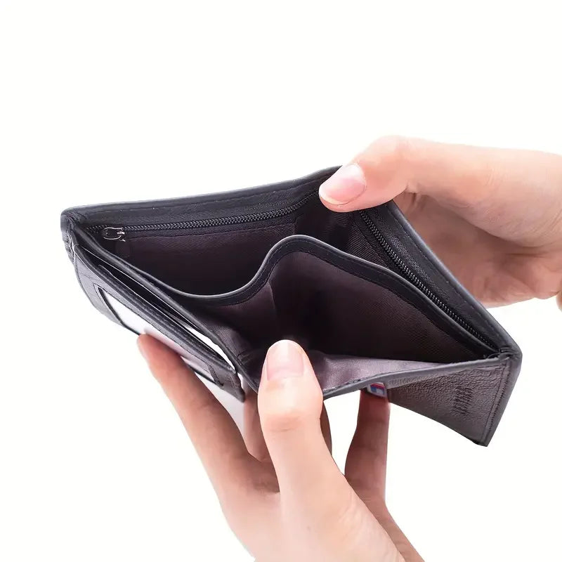 Mens Wallet Genuine Leather RFID Blocking Vintage Vertical Short Credit Card Holder Coin Purse Money Bag Slim Travel Gift