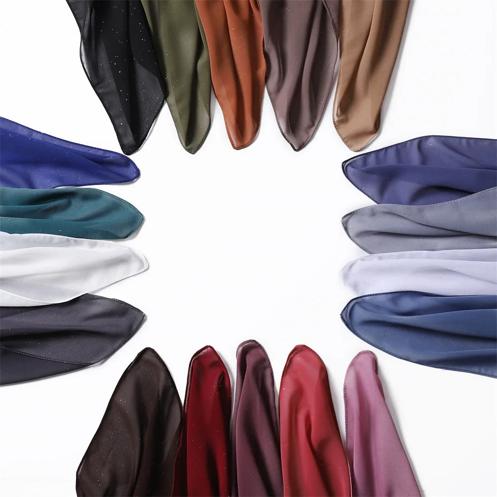90*90cm Square Chiffon Hijab Scarf Women Solid Color Muslim Soft Head Scarf Islamic Shawls and Wraps Headband Musulman Scarves