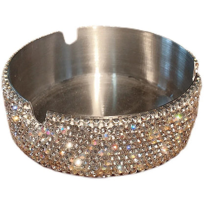 Light luxury ashtray creative diamond-set multi-functional home office stainless steel ashtray