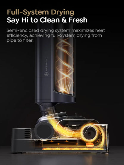 Laresar S7 Pro Cordless Wet Dry Vacuum Cleaner Mop, Lay-Flat 5-Min Drying 80°C Hot Wash 19000 Pa 50min Runtime Home Floor Washer
