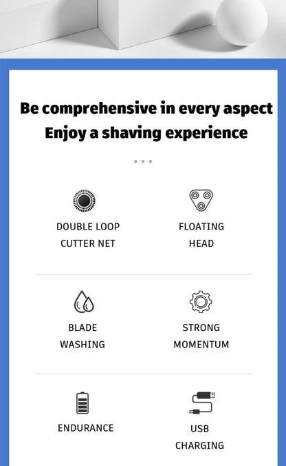 Shaver for Men USB Electric Shaver Powerful Beard Shaving Machine Electric Razor Rechargeable Waterproof