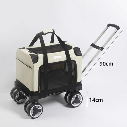 FurStarLarge Pet Rolling Carrier With Wheels Multi-Cat Travel Trolley Bag Spacious Dog Carrier Backpack Portable Car Seat Pet St