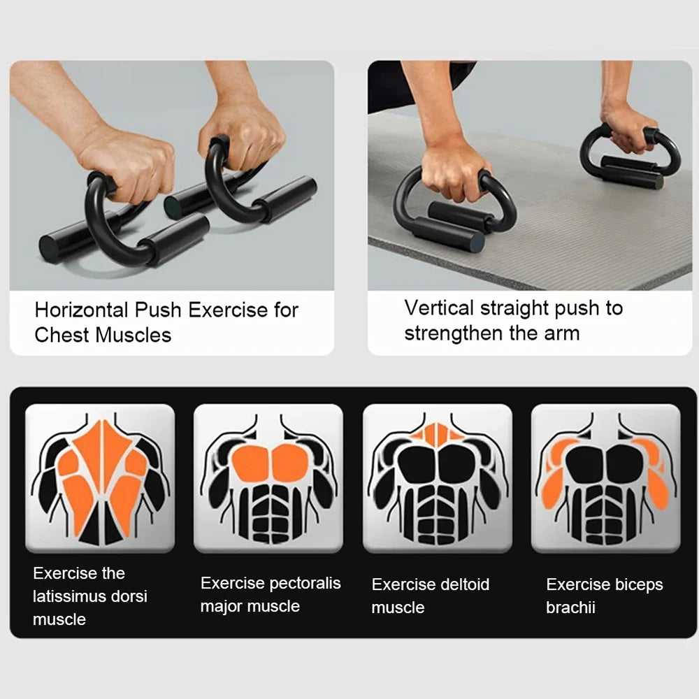 S-Type Push Up Support Anti-Skid Foam Handle Thickened Steel Pipe Household Fitness Equipment Pectoral Muscle Training Equipment