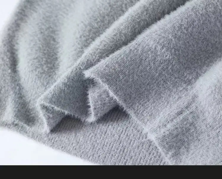 New Men's Plush Sweater Pullovers Korean Winter Warm O Neck Colorblock Sweater High Quality Cool Top Fashionable Men's Clothing