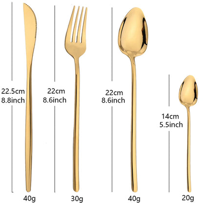 24pcs Christmas Dinnerware Set Stainless Steel Cutlery Set Gold Western Tableware Fork Knife Spoon Flatware Set Silverware Set