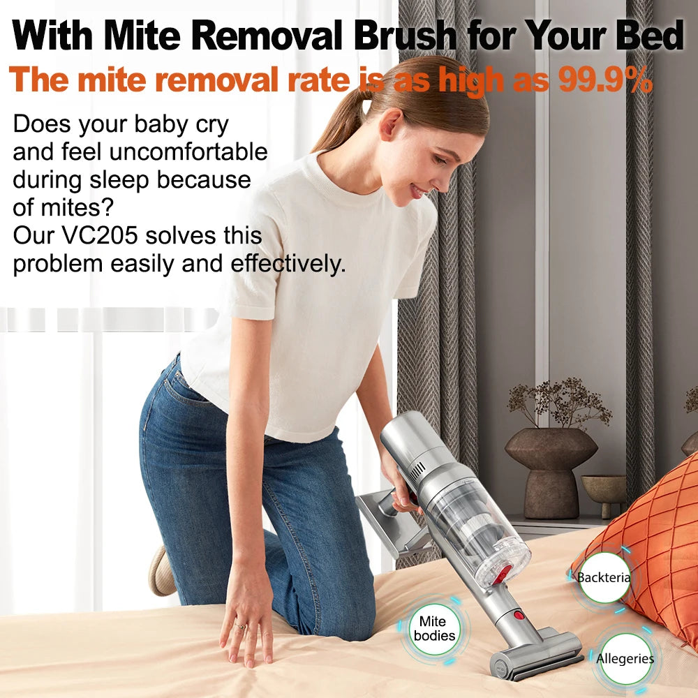 ABIR VC205 Cordless Handheld Vacuum Cleaner ,27000PA,Smart Dust Detction, Big Touch Screen,WithSmart Vacuum for Pet Home