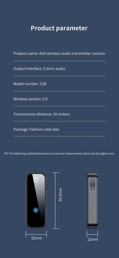 Bluetooth 5.0 Transmitter Receiver 2 in1 Jack Wireless Adapter 3.5mm Audio AUX Adapter For Car Audio Music Aux Handsfree Headset