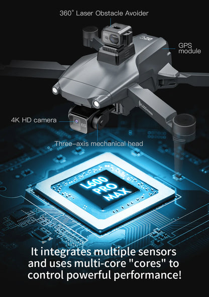 L600 PRO / L600 PRO MAX Drone 4K Professional HD Dual Cameras 3-axis Gimbal 5G WIFI Brushless Obstacle Avoidance Security Drone