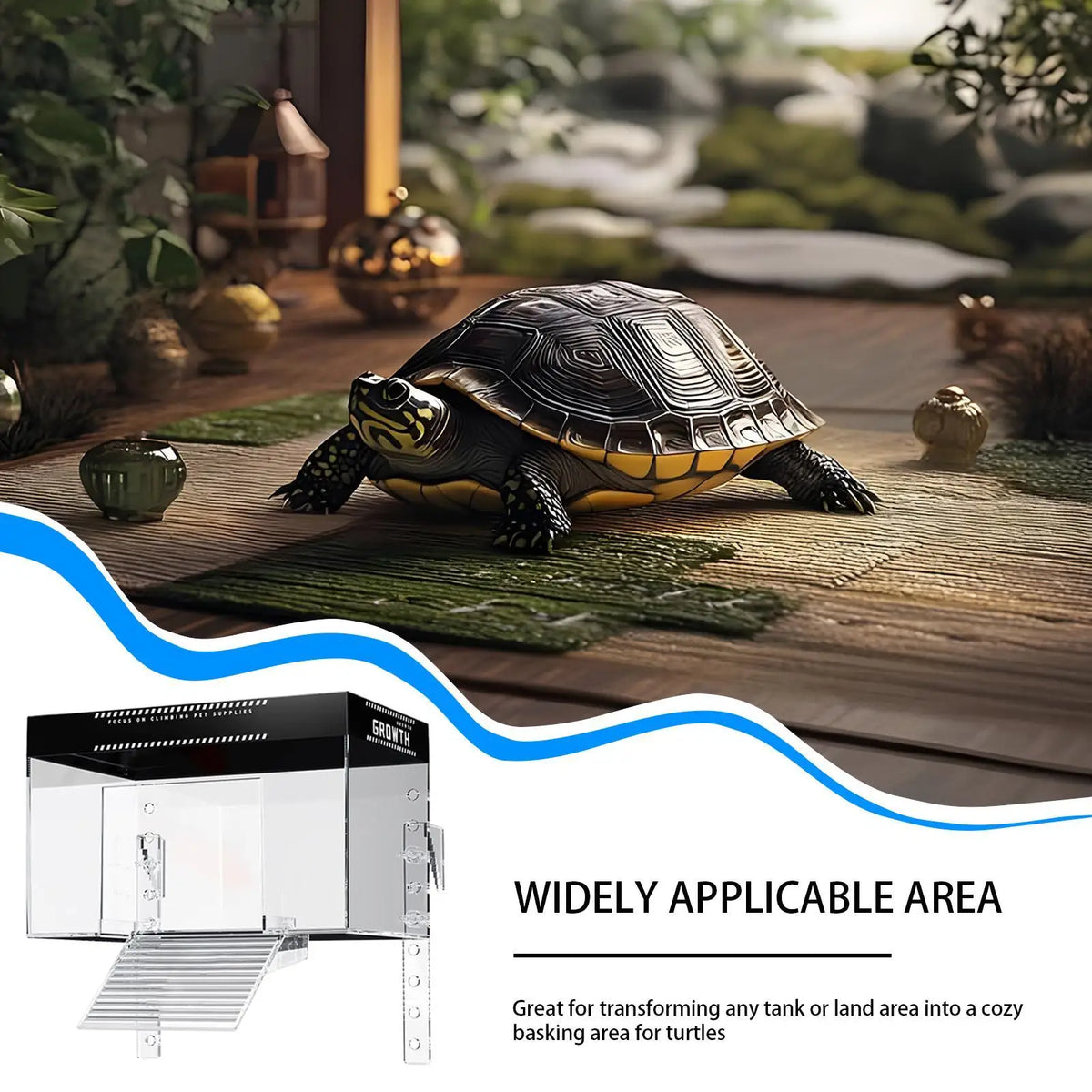 Over Tank Turtle Basking Land Anti-Slip Reptile Resting Land Animal Observation With Ramp Aquatic Terrapin Enclosure Cage