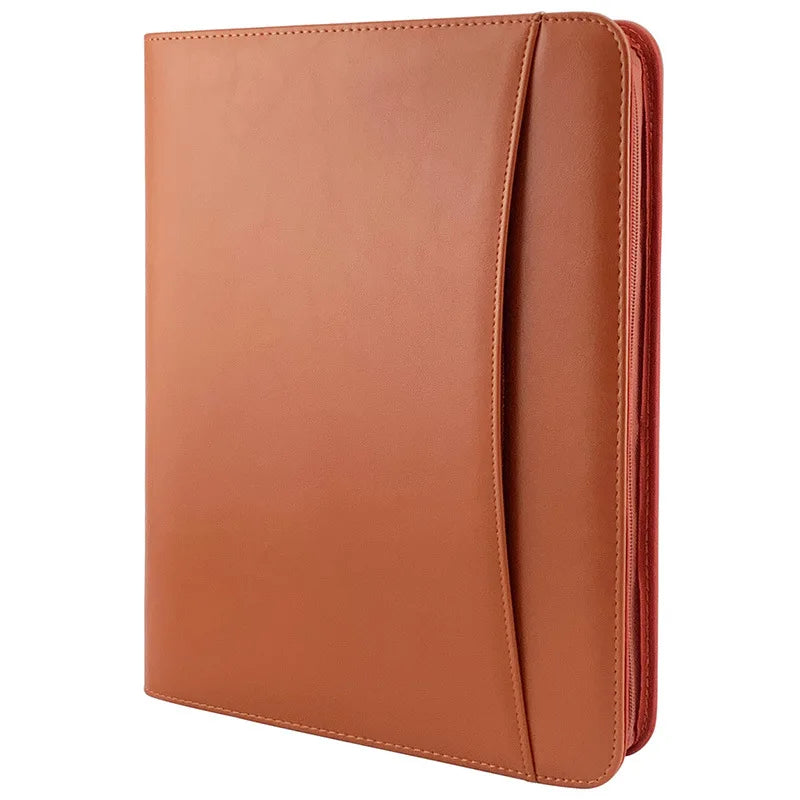 Leather Folder Zippered Closure Portfolio for Business IPad/Table and Card Interview Resume Binder