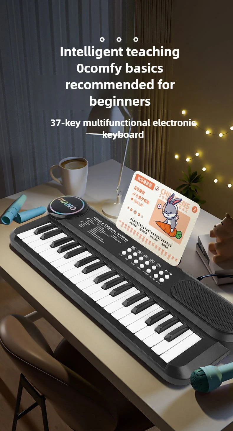 Kids Electric Piano 37 Baby Keyboard with Microphone Singing Songs Development Educational Toy Musical Instrument Games Children