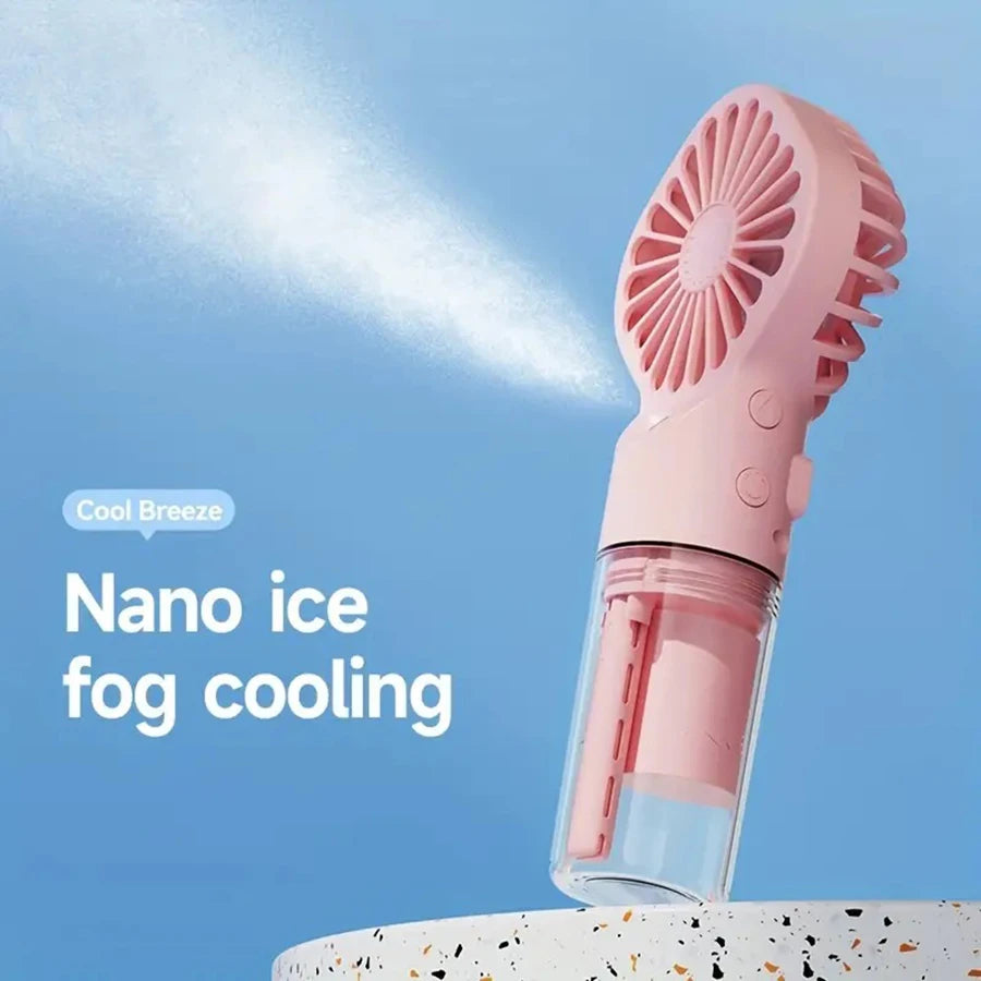 Portable Handheld Spray Fan - USB Charging Mini Humidifier Fan, Suitable for Travel and Outdoor Use as a Handheld Fan