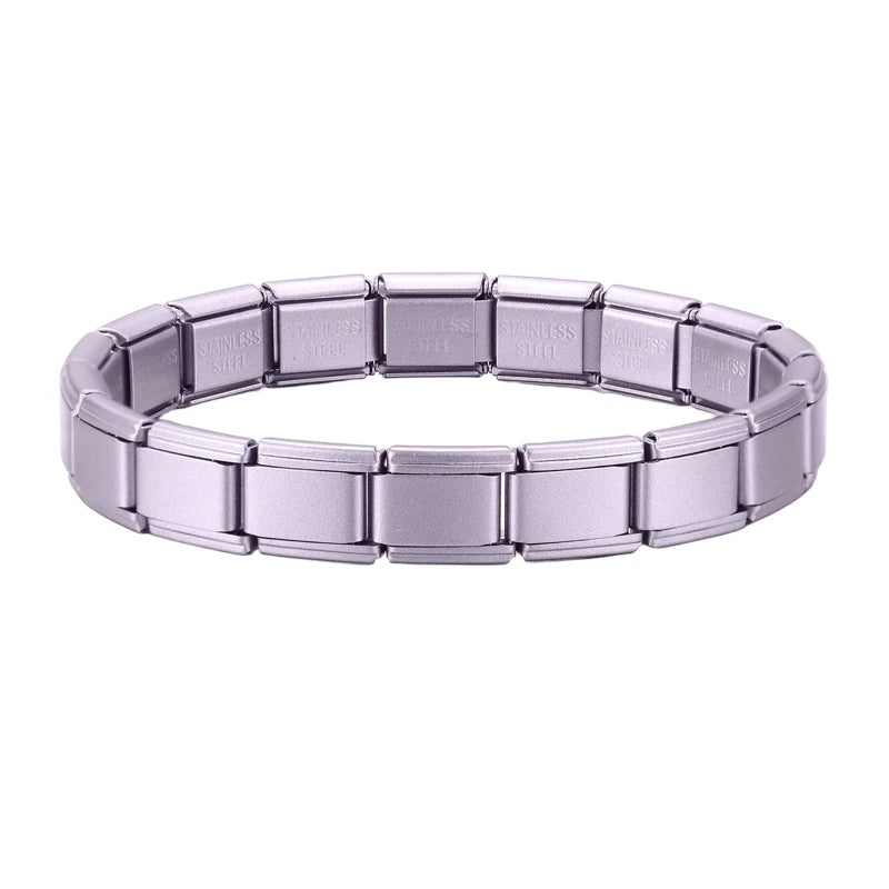 Stainless Steel Purple Rose Pink Black Champagne Gold Color Italian Charms Bracelet Colorful 9mm Width Bangle Men Women Jewelry