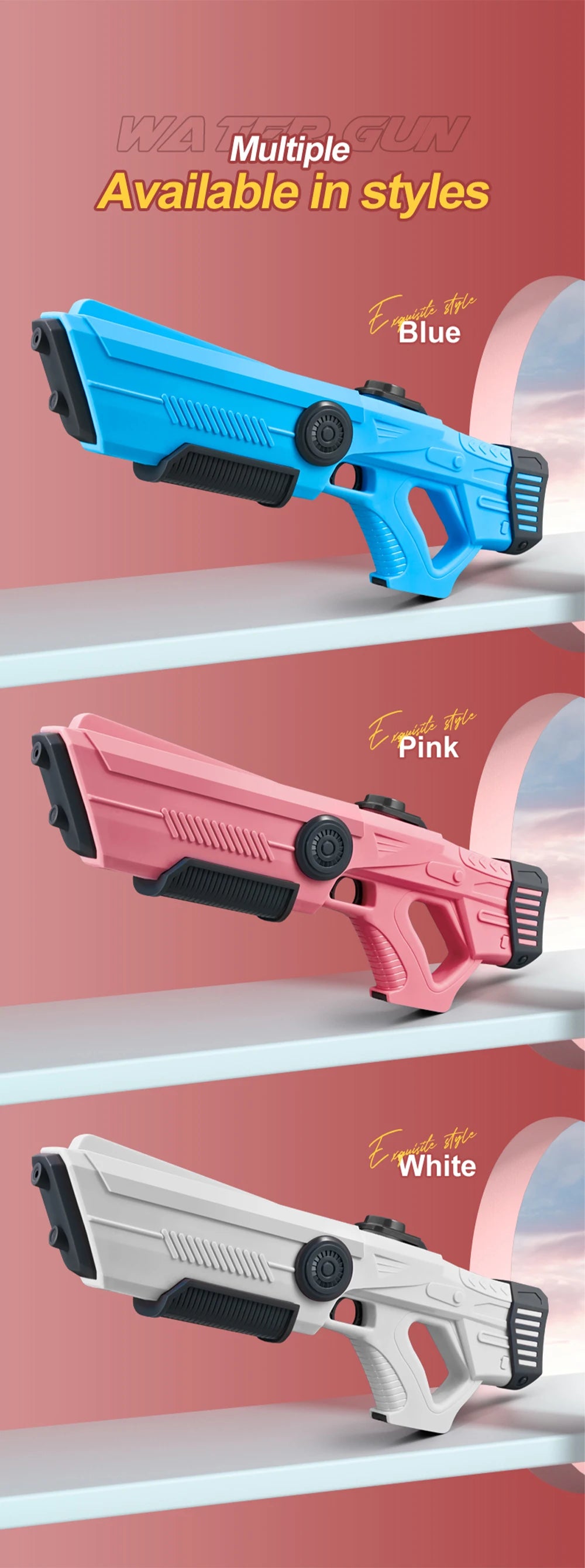 Electric Automatic Water Storage Gun Toys Portable Children Summer Beach Outdoor Fight Fantasy Spray Gun Toys Boy Kid Adult Game