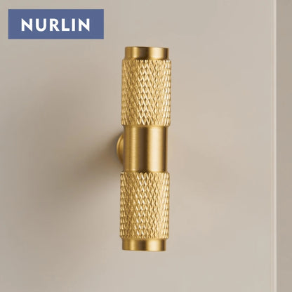 Nurlin Brass Diamond Cut Cross Knurl Pattern Cabinet Knob Pull T Bar Lengthened 38cm 15 Inch Cloakroom Door Drawer Handle