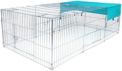EUGAD Cage for Rabbit Enclosure Hamster Squirrel Chicken Coop Small Animals Outdoor Hutch with Sun Protection Silver Pet House