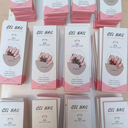 16/20/22Tips Semi-Cured Gel Nail Wraps Full Cover Manicure DIY Waterproof Long Lasting Gel Nail Stickers set for UV Lamp Need