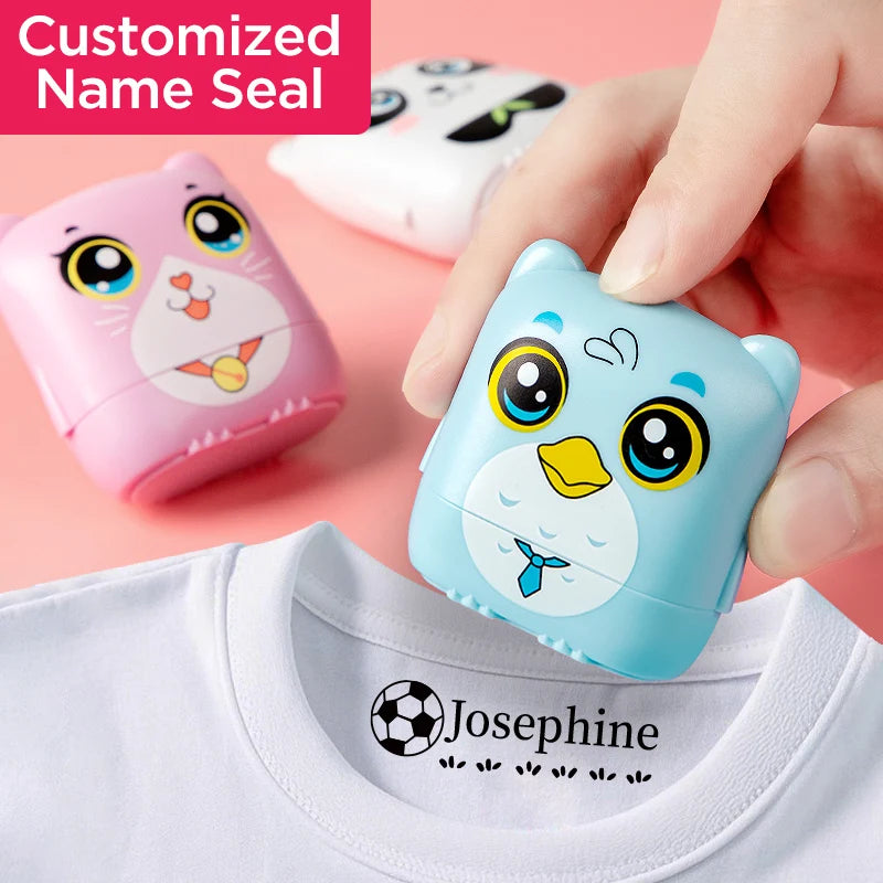 Kids Personalized Stamp - Custom Embossed Seal for School Projects, Travel-Friendly Gift Set with Storage Case & Unique Designs