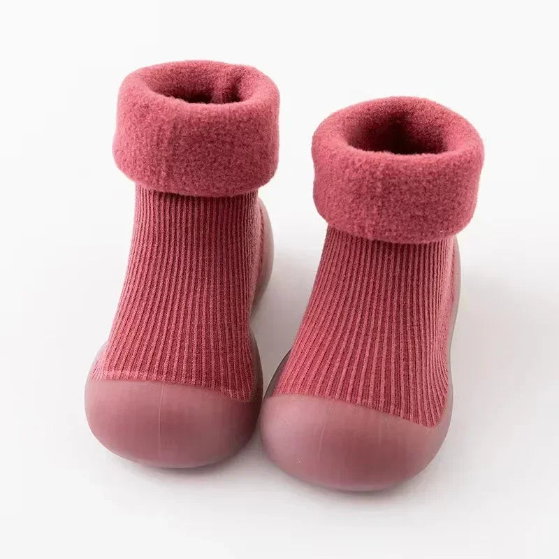 Baby Winter Booties Non-Slip Soft Sole Shoes with Cotton Socks Warm Fleece-Lined Infant First Walkers for Boys Girls 0-4T
