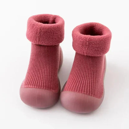 Baby Winter Booties Non-Slip Soft Sole Shoes with Cotton Socks Warm Fleece-Lined Infant First Walkers for Boys Girls 0-4T