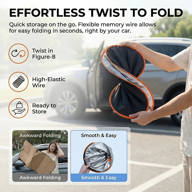 New Car Windshield Sun Shade Cover Front Window Sun Visor Protection Foldable Car Curtains for Summer Cooling UV Refletive