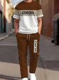 3D Navy Anchor Pattern Men's Set Summer Crew Neck Short Sleeve Shirt With Casual Trousers Two-Piece Set Casual Men's Set