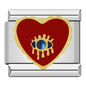 Hapiship 2024 Women Red Glaze Flower Heart Kiss Me Charms Italian Links Fit 9mm Stainless Steel Bracelet Making Jewelry ZH003