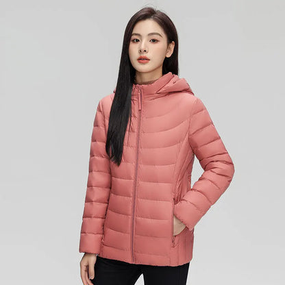 Women's plus Size M-6XL Hooded Puffer Jacket 90% Down Quilted Warm Coat Parka with Detachable Hat Winter Outerwear