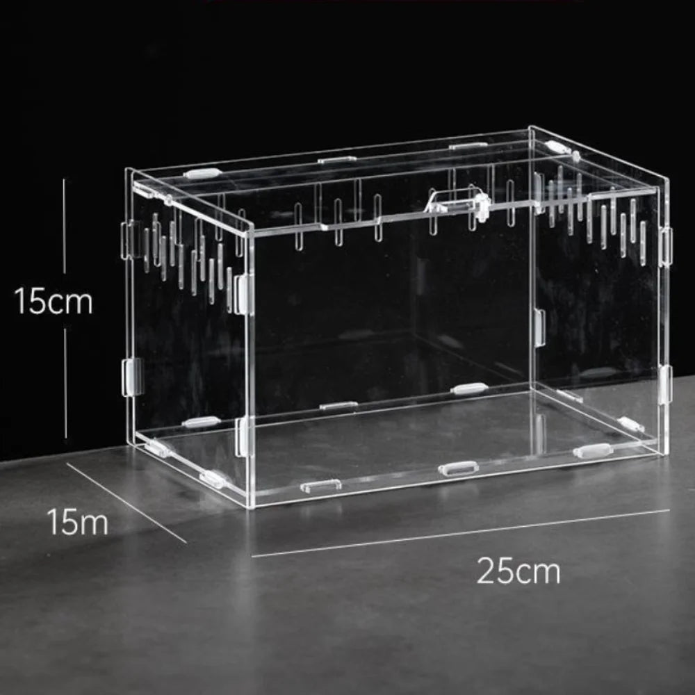New Acrylic Reptile Habitat Anti-Escape Clear Spider Feeding Case Multiple Size Arboreal Small Pet Cage for Chameleon Clear