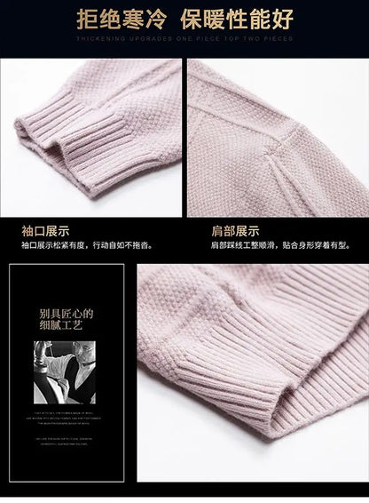 Autumn Winter New Men V-neck Pullover Sweaters Plaid Casual Korean Clothing Tees Fashion Slim Long Sleeve Bottoming Knitted Tops