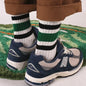 Men's Striped Basketball Medium Tube Socks Vintage Unisex female Couple Cottons Japanese Thick Towel Bottom male Sports Socks