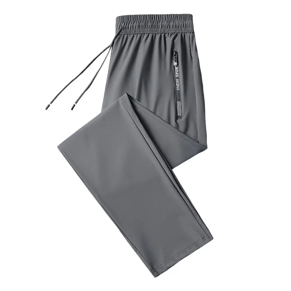 Men's Summer Ice Silk Pants Mesh Quick drying Ankle-banded Breathable Casual Thin Pants Loose Elastic Pants Sports Trousers