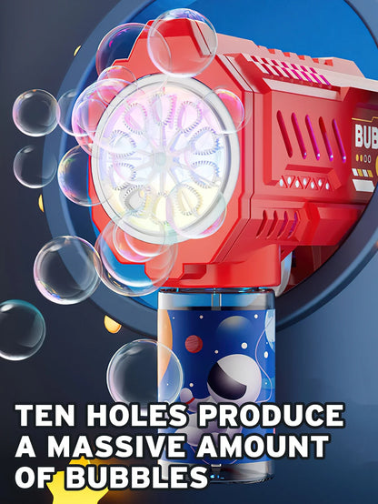 Fully Automatic Bubble Gun Rocket Bubbles Machine Automatic Blower with Bubble Liquid Toys for Kids Beach Outdoor Bubble Gifts
