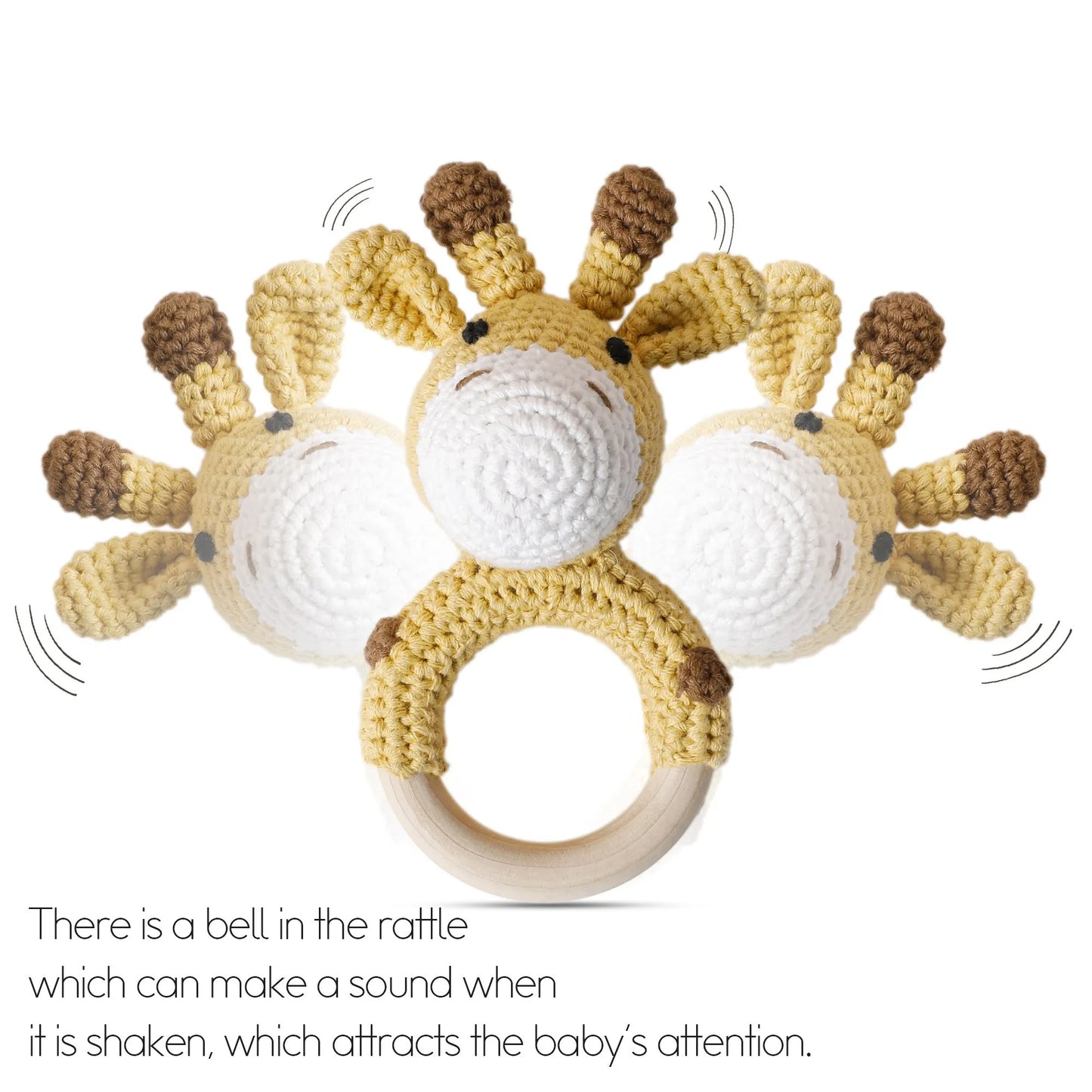 Baby Rattles Crochet Bunny Rattle Toy Wood Ring Baby Teether Rodent Baby Gym Mobile Rattles Newborn Educational Toys Gifts 1pc
