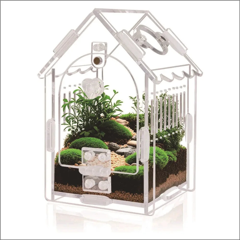 Portable Jumping Spider Enclosure Front Opening Removable Reptile Terrarium with Feeding Port Transparent