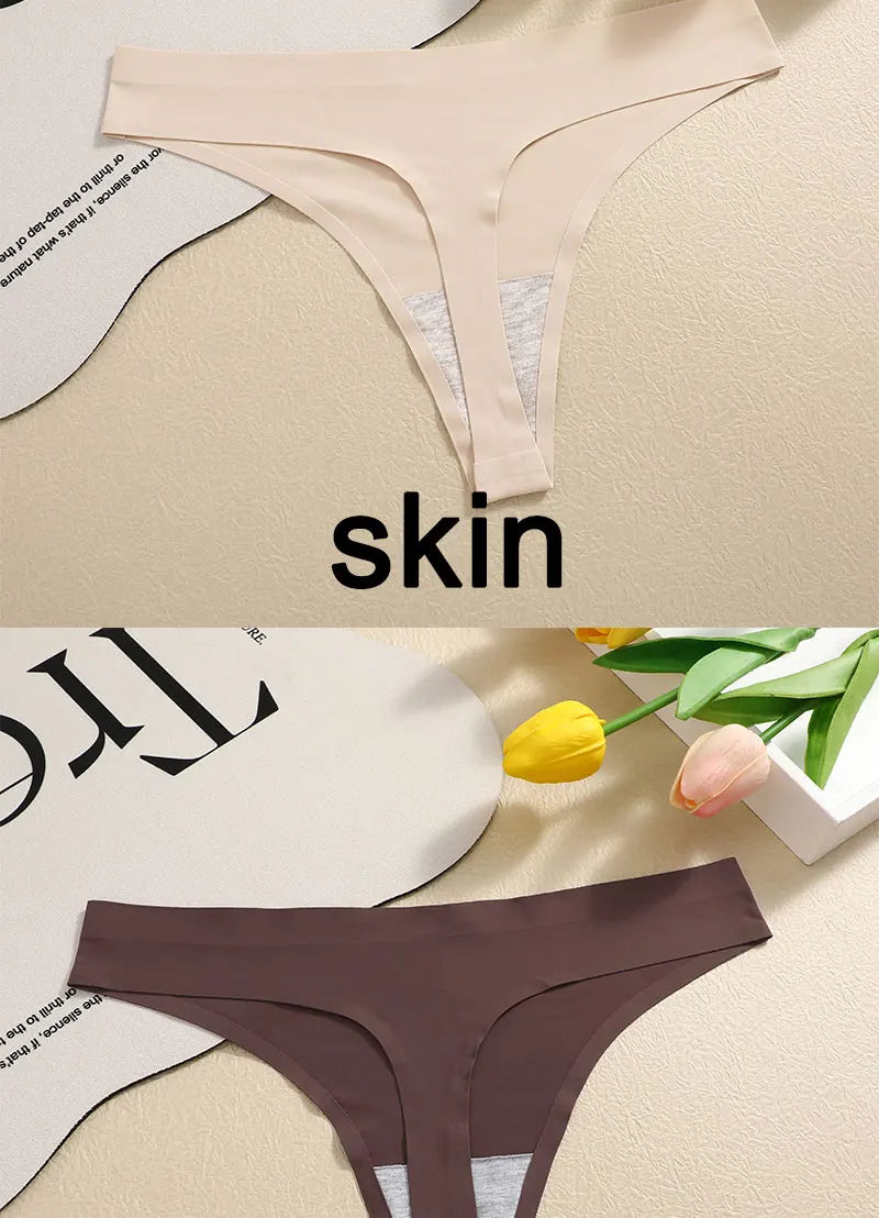 3PCS/SET Sexy G-String Underwear Breathable Female T-back Intimate Lingerie Seamless Low Waist Underpants Lady Bikini Panty S-XL