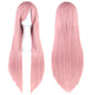 Soowee 80cm Long Synthetic Hair White Purple Cosplay Wigs Party Black Hair Straight Wig Hairpiece for Women