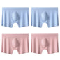 4PCS Men's Ice Silk Ultra-thin Seamless Shorts Sexy Lingerie Solid Breathable Boxers Briefs Men Underpants
