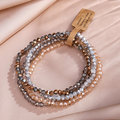 ZAKOL 4 Pieces Set Faceted Glass Beads Stretch Bracelet AB Effected Glass Beads Elastic Beaded Handmade Bracelet Jewelry