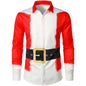 2026 Merry Christmas Lapel Blouse Funny Santa Claus Cosplay Graphic Long Sleeve Shirts For Men Clothes Bachelor Party Fake Suit