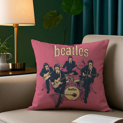 The B-beatles Band Pillow Case Short Plush Print Cushion Cover Square Throw Pillow Covers Sofa Home Decor