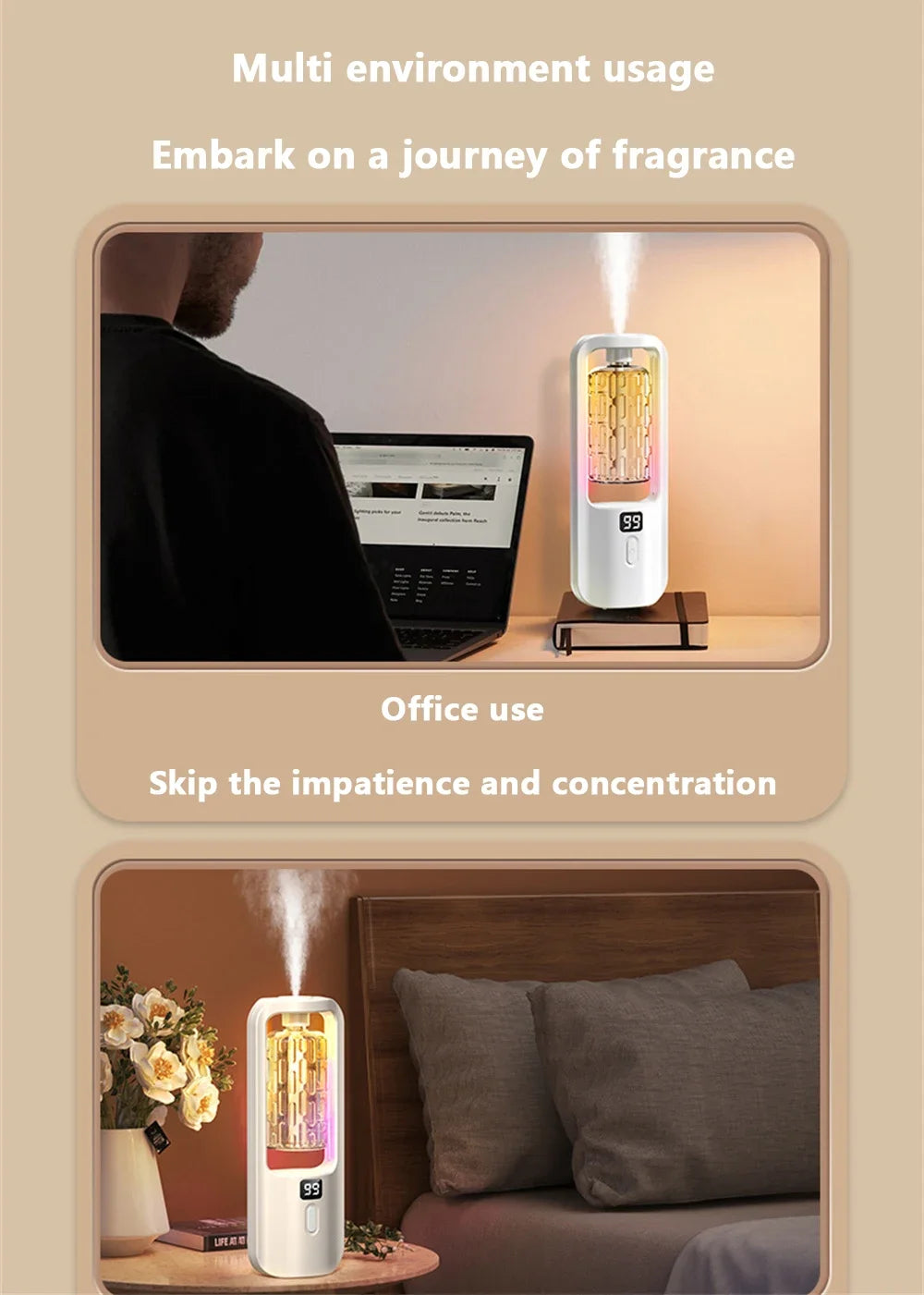 Wall-mounted Oil Aromatherapy Machine Air Purifying Automatic  Diffuser Toilet Deodorization Fragrance Humidifier Colorful Night