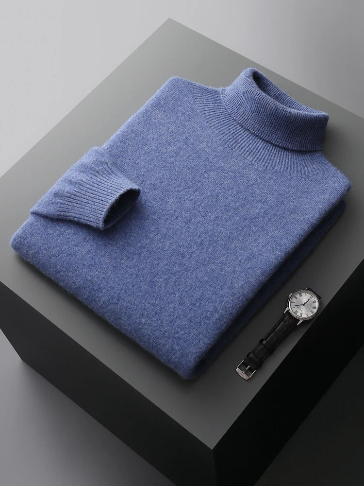 Men's Turtleneck 100% Cashmere Sweater Autumn Winter Basic Long Sleeve Pullover Cashmere Knitwear Soft Warm Comfy Clothing