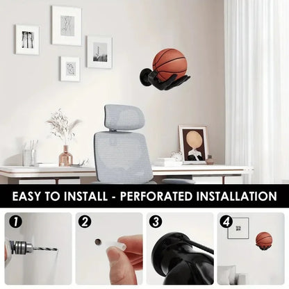Wall-Mounted Ball Holder Hand Palm Shaped Wall Shelves Display Storage Rack for Basketball Soccer Volleyball Home Decor Crafts