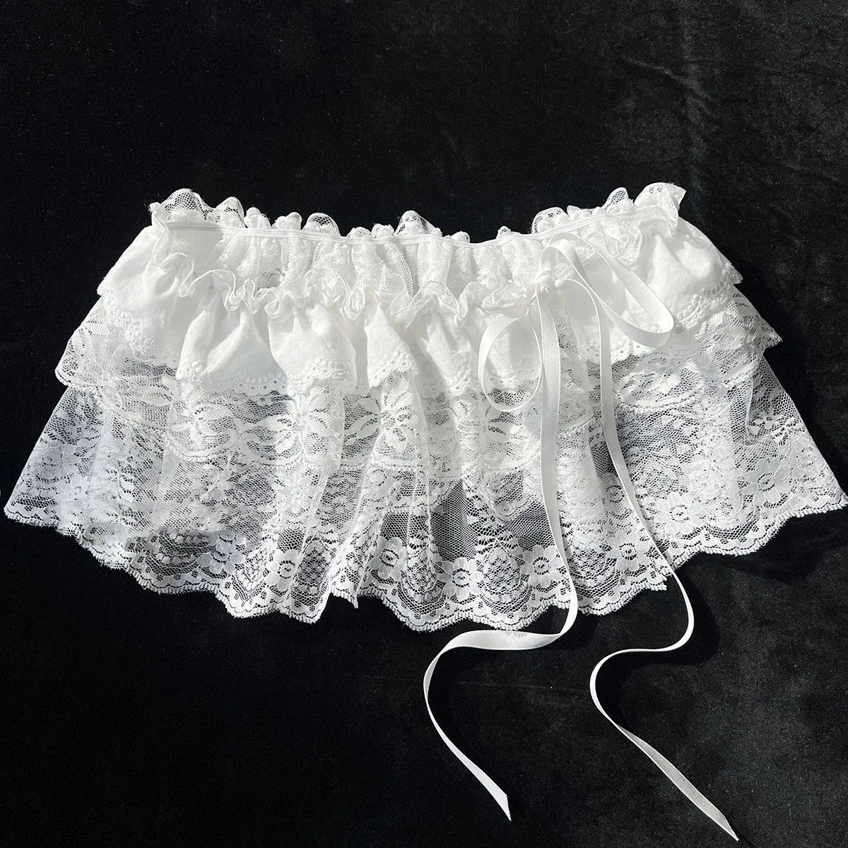 Women Y2K Korean Lace Mini Layered Skirt Streetwear Lace Up Ruffles Harajuku High Waist Pleated Ladies Jupe Skirts Clothes