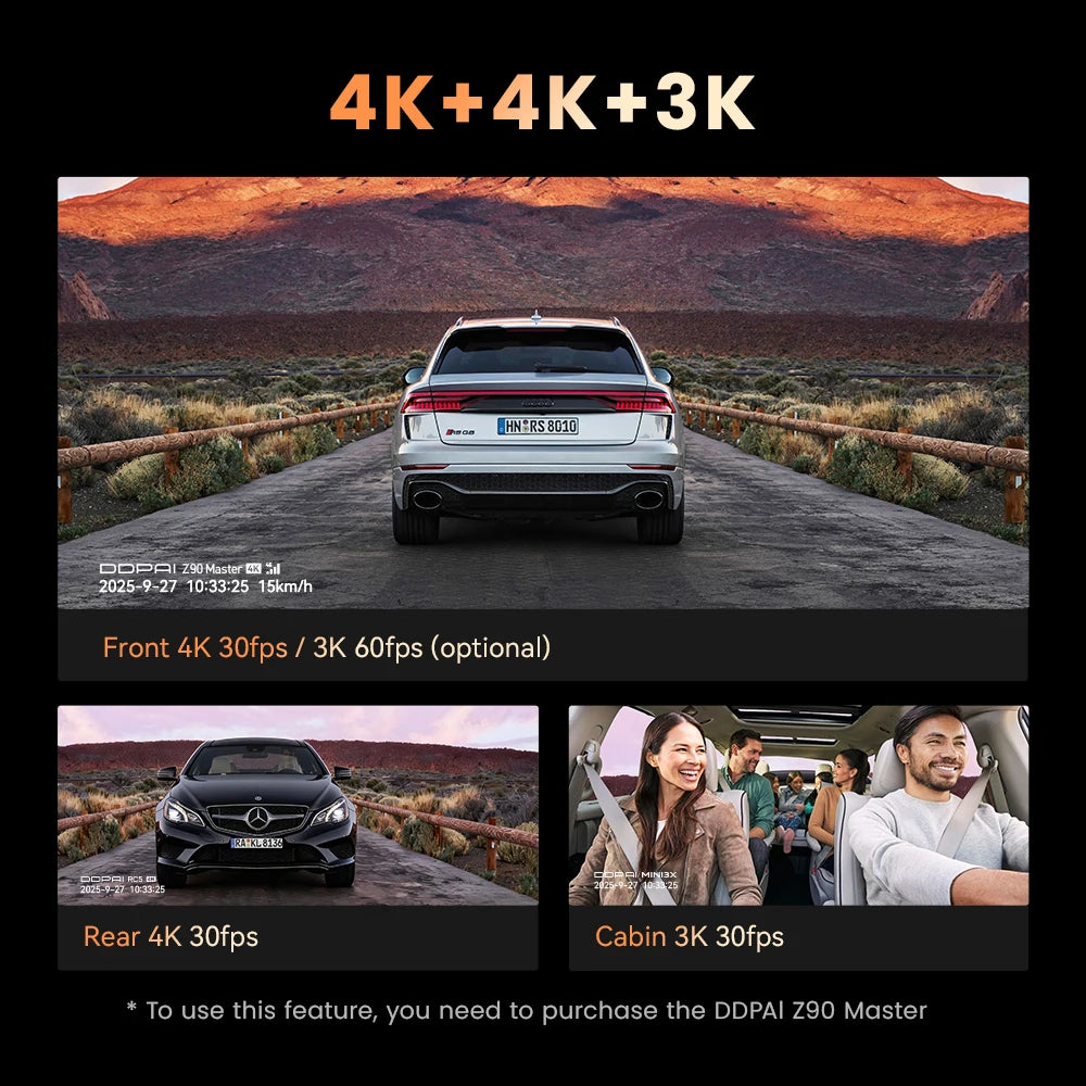 DDPAI Z90 Master 4K+4K Dual Car Dashcam Front and Rear Dual HDR Dash Cam GPS ADAS Parking Night Vision Camera DVR Video Recorder